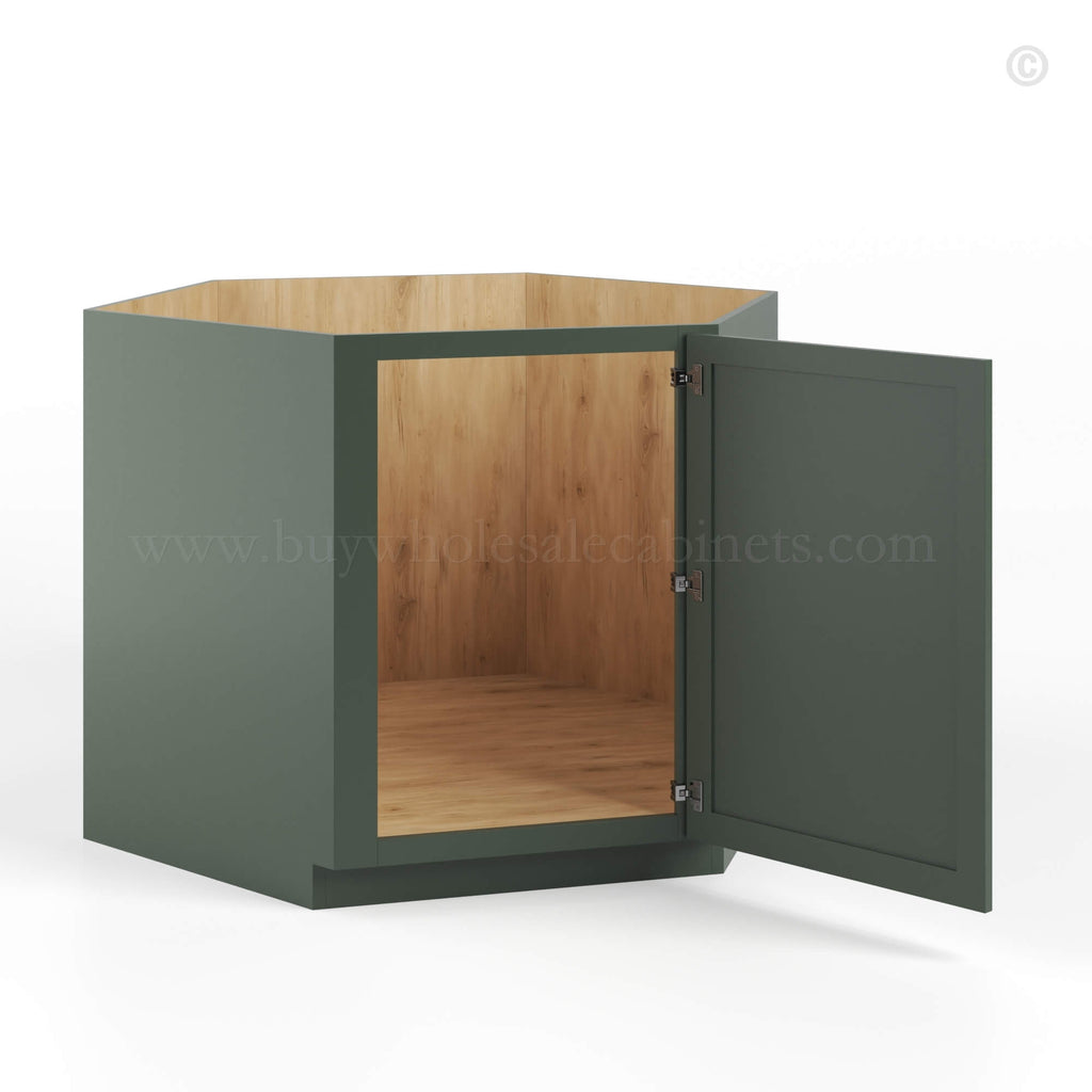 Slim Shaker Green Corner Sink Base Cabinet