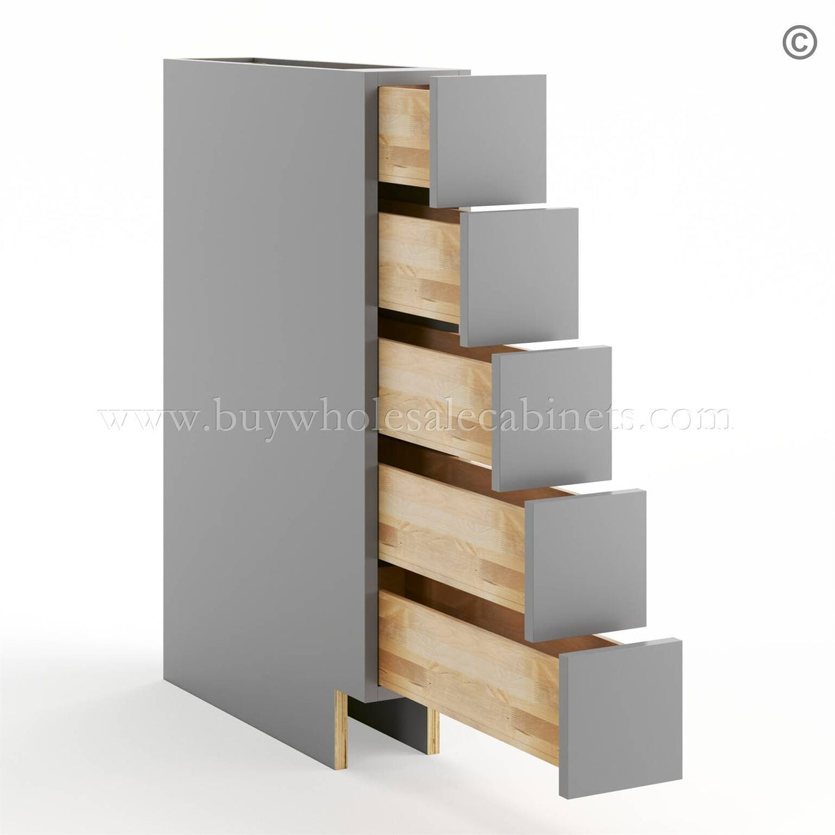 Frameless Graphite Gray Base Spice Drawer – 5 Spice Drawer