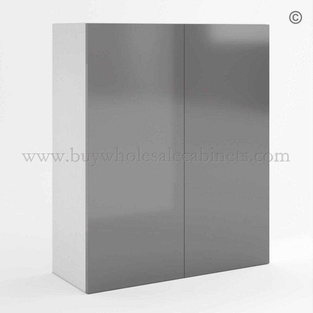 Frameless Gloss Gray 36″H Double Door Wall Cabinet