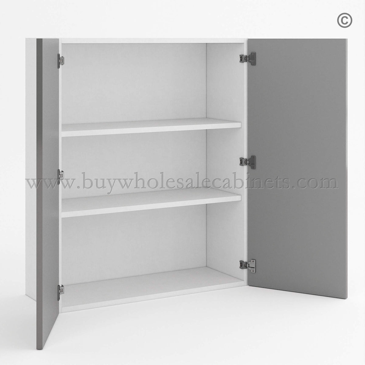 Frameless Gloss Gray 36″H Double Door Wall Cabinet