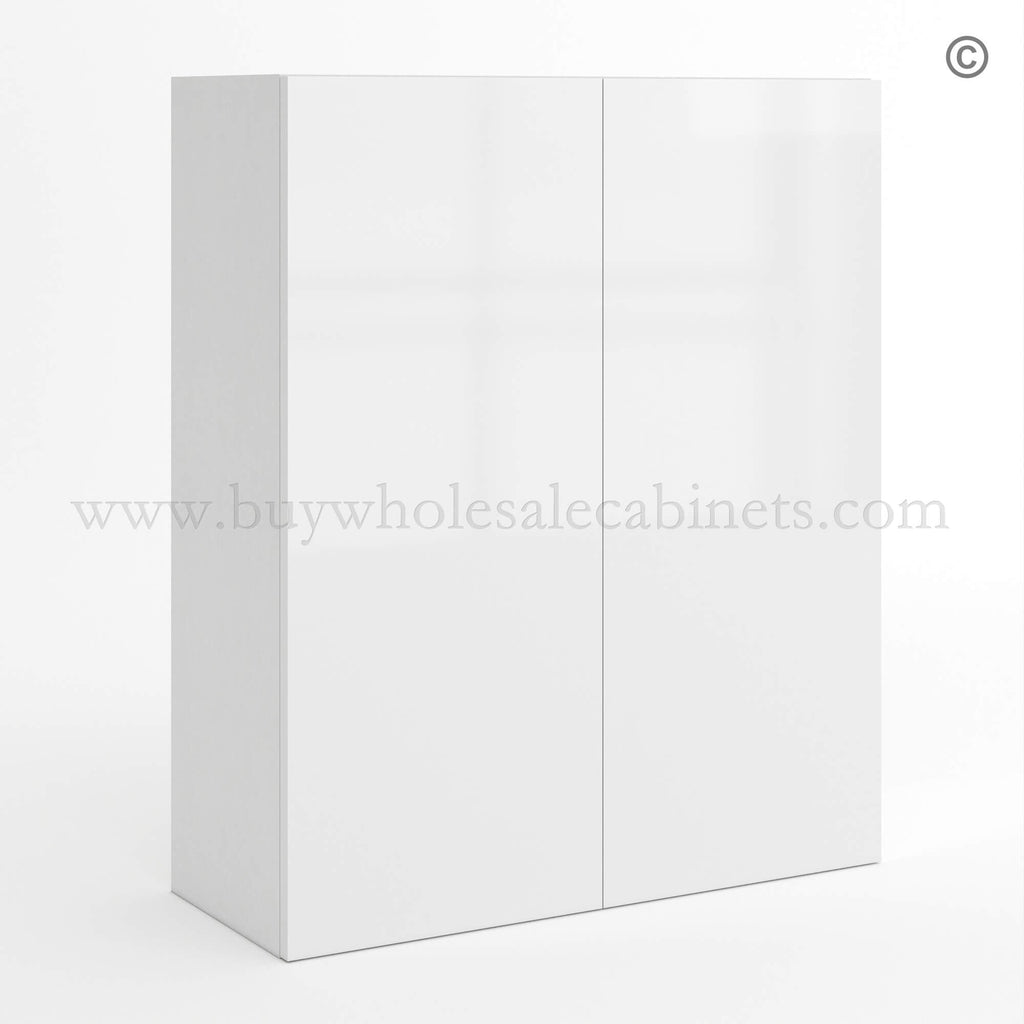 Frameless Gloss White 36″H Double Door Wall Cabinet