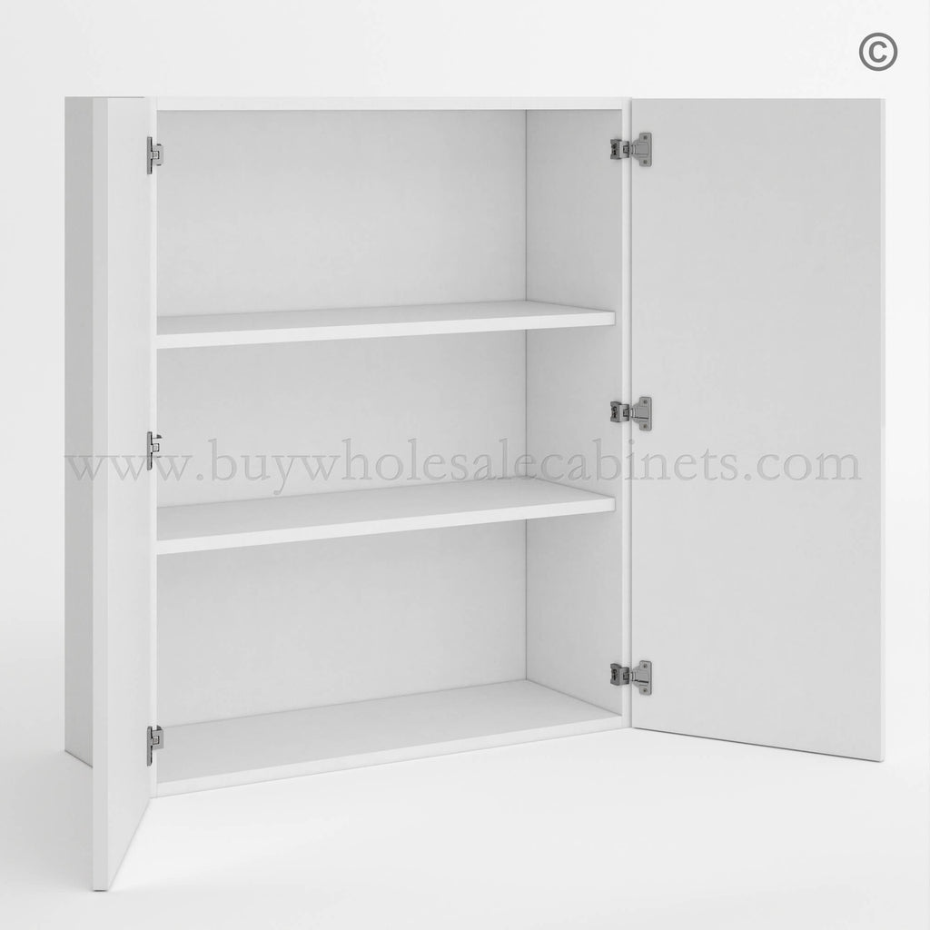 Frameless Gloss White 36″H Double Door Wall Cabinet