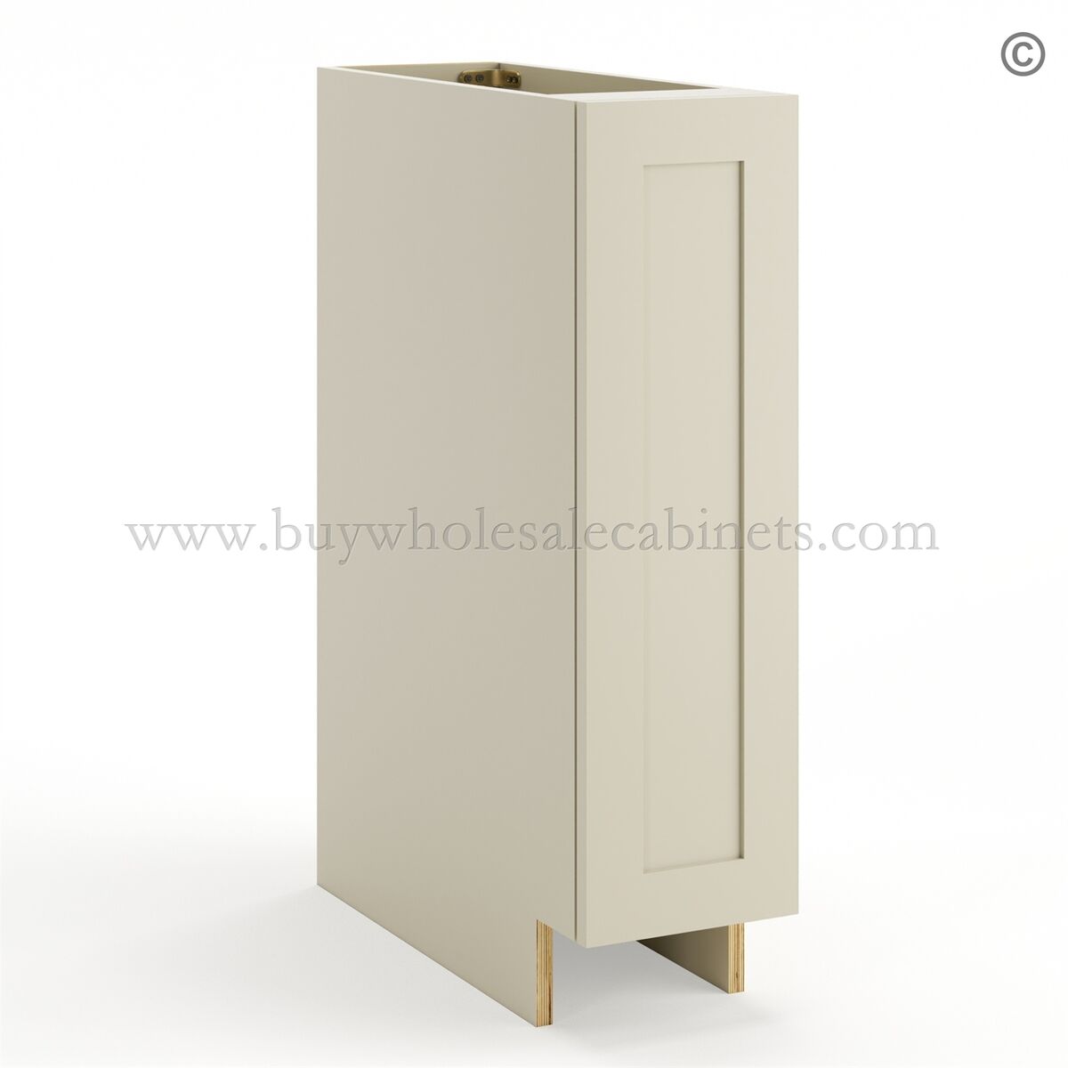 Frameless Ivory White Base Spice Rack Pull Out – 1 Full Height Door
