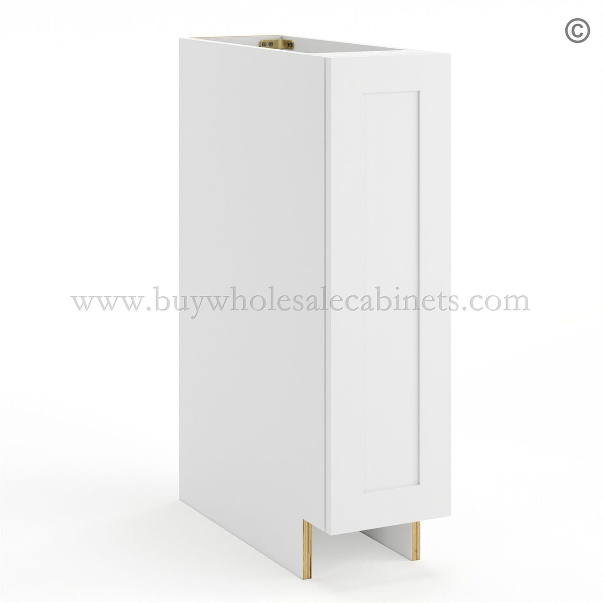 Frameless Modern White Shaker Base Spice Rack Pull Out – 1 Full Height Door