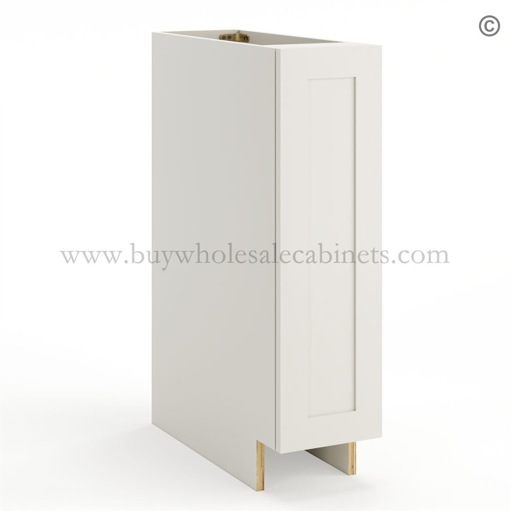 Frameless Pearl White Base Spice Rack Pull Out – 1 Full Height Door