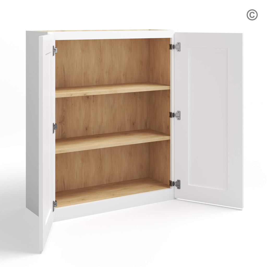 White Shaker 36″ H Double Door Wall Cabinet