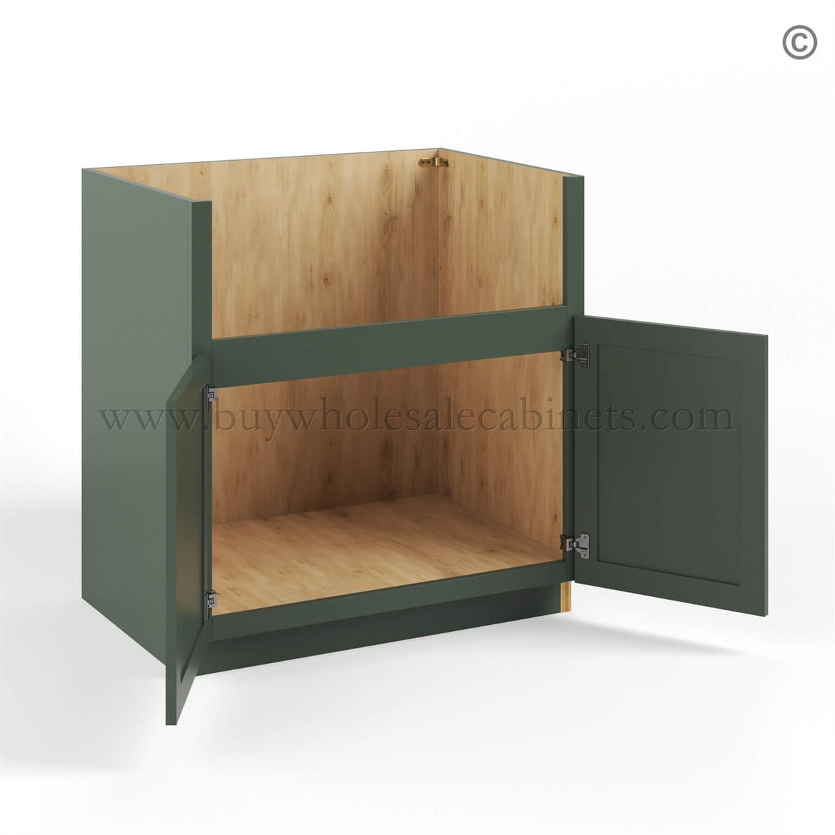 Slim Shaker Green Farm House Sink Base Cabinet