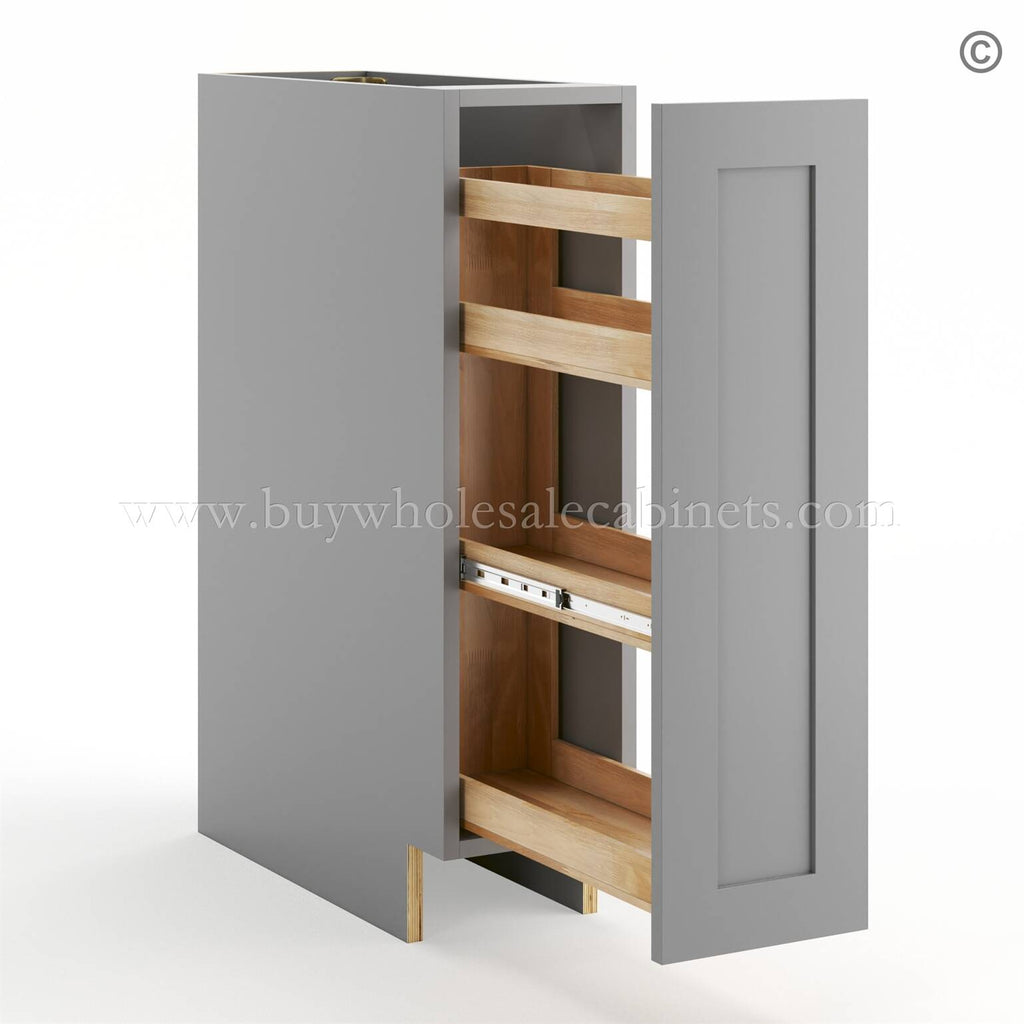 Frameless Graphite Gray Base Spice Rack Pull Out – 1 Full Height Door
