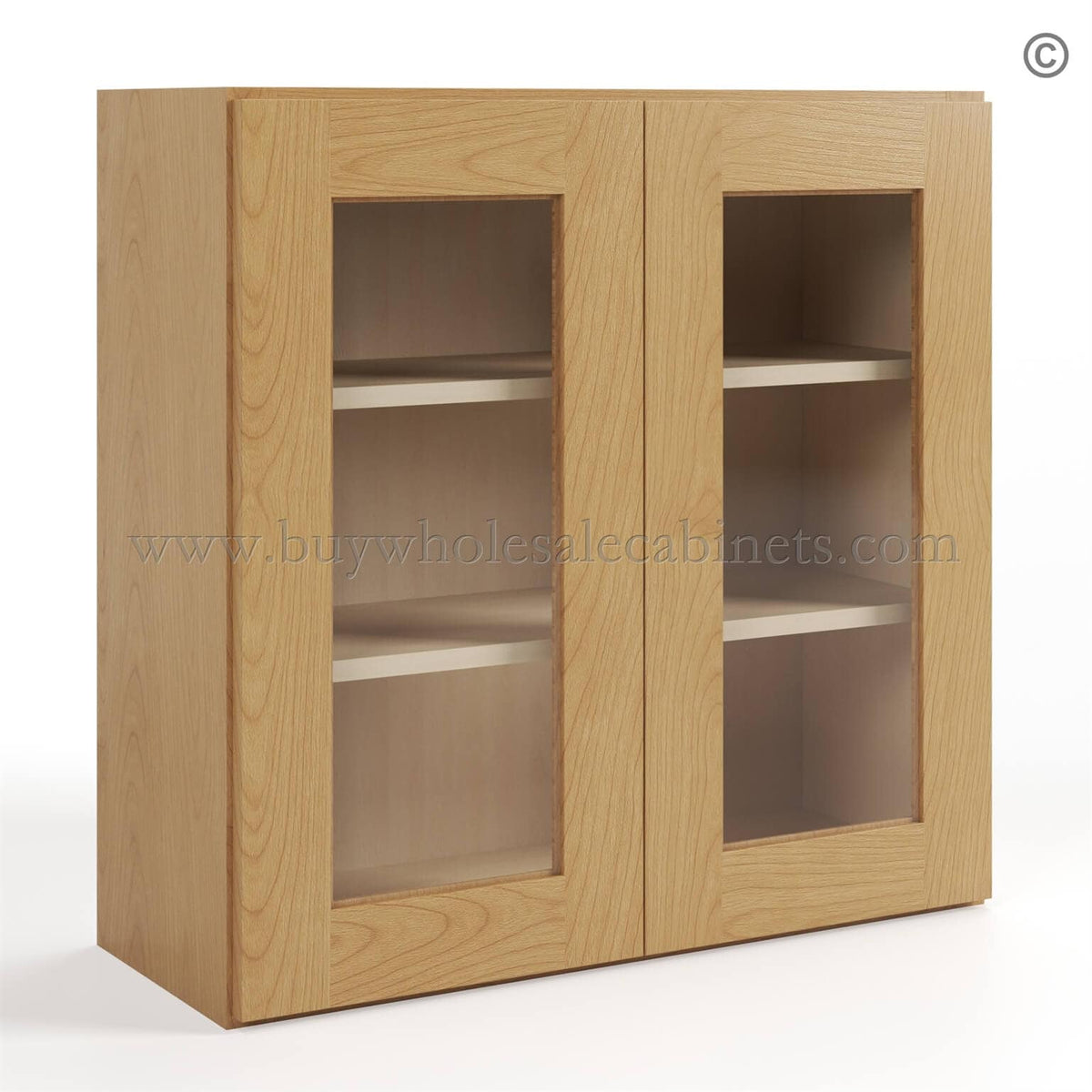 Treasure Chest Shaker 30″ H Double Door Wall Cabinet with Glass Door