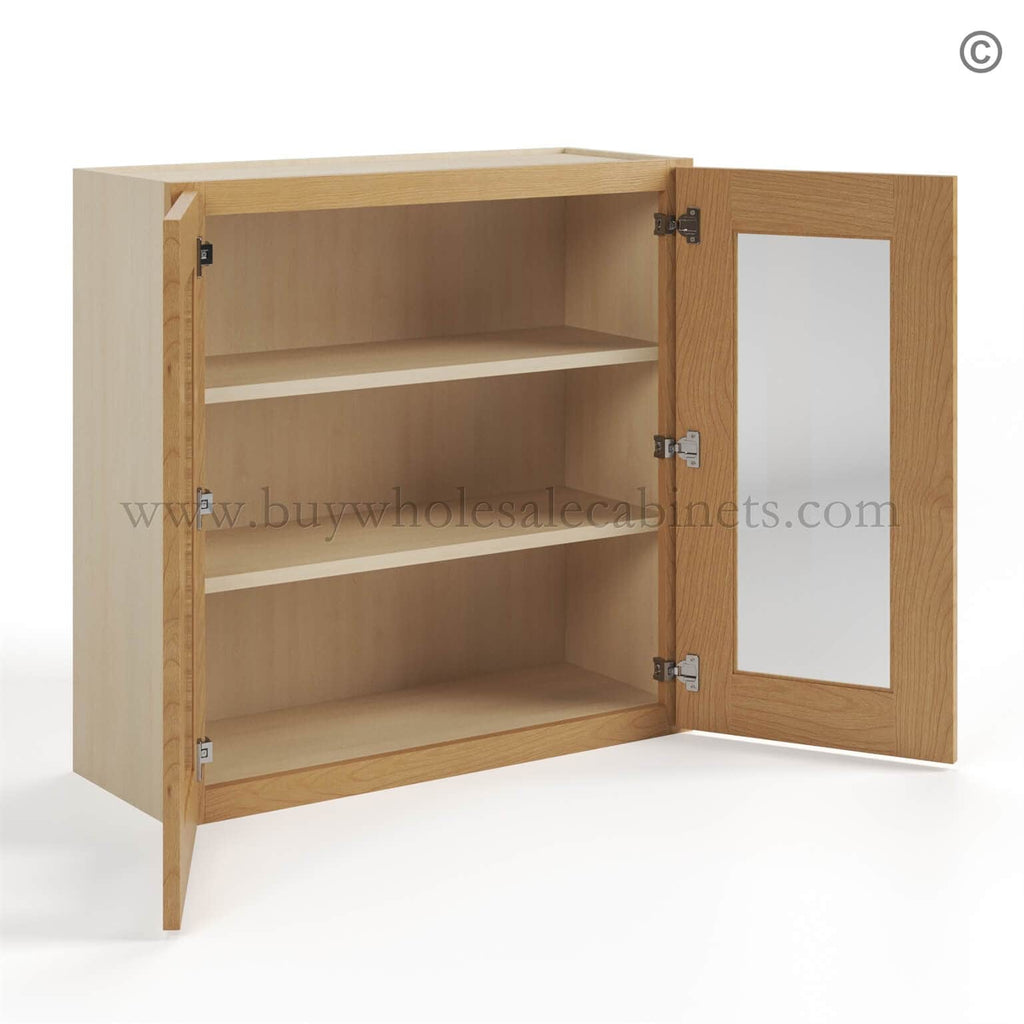 Treasure Chest Shaker 30″ H Double Door Wall Cabinet with Glass Door