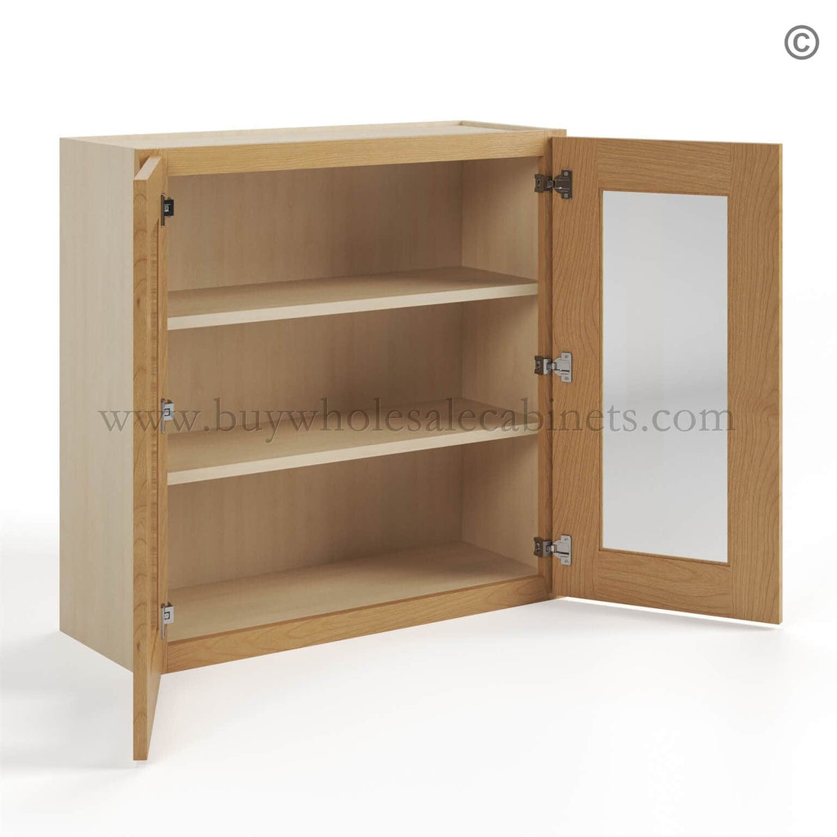 Treasure Chest Shaker 30″ H Double Door Wall Cabinet with Glass Door