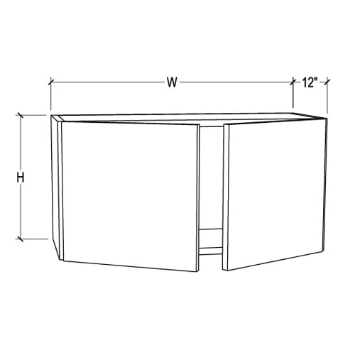 Frameless Classic Chestnut 12″ Deep Wall Cabinet – 2 Doors 1 Shelf