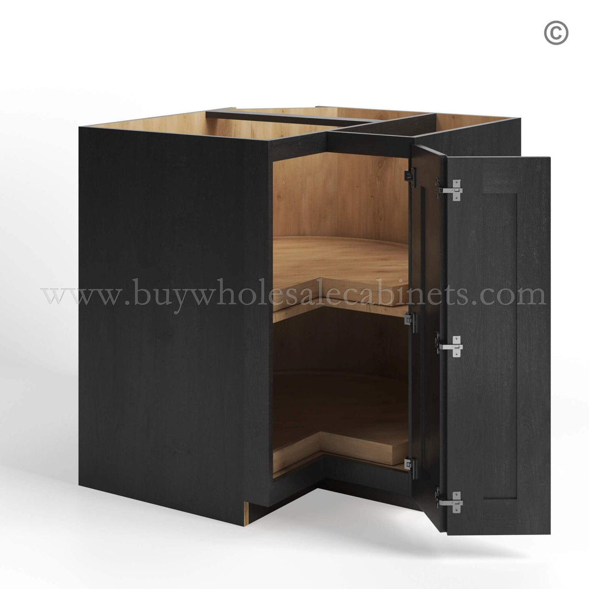Charcoal Black Shaker Base Lazy Susan Cabinet