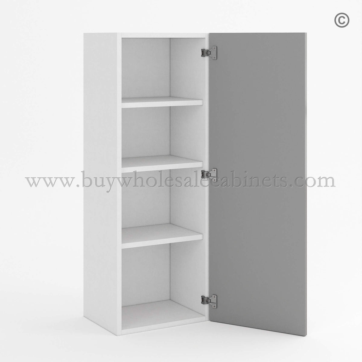 Frameless Gloss Gray 42″H Single Door Wall Cabinet