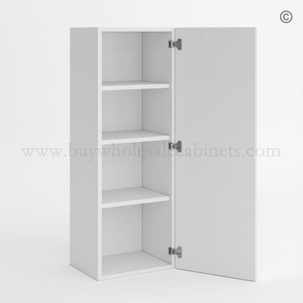 Frameless Gloss White 42″H Single Door Wall Cabinet