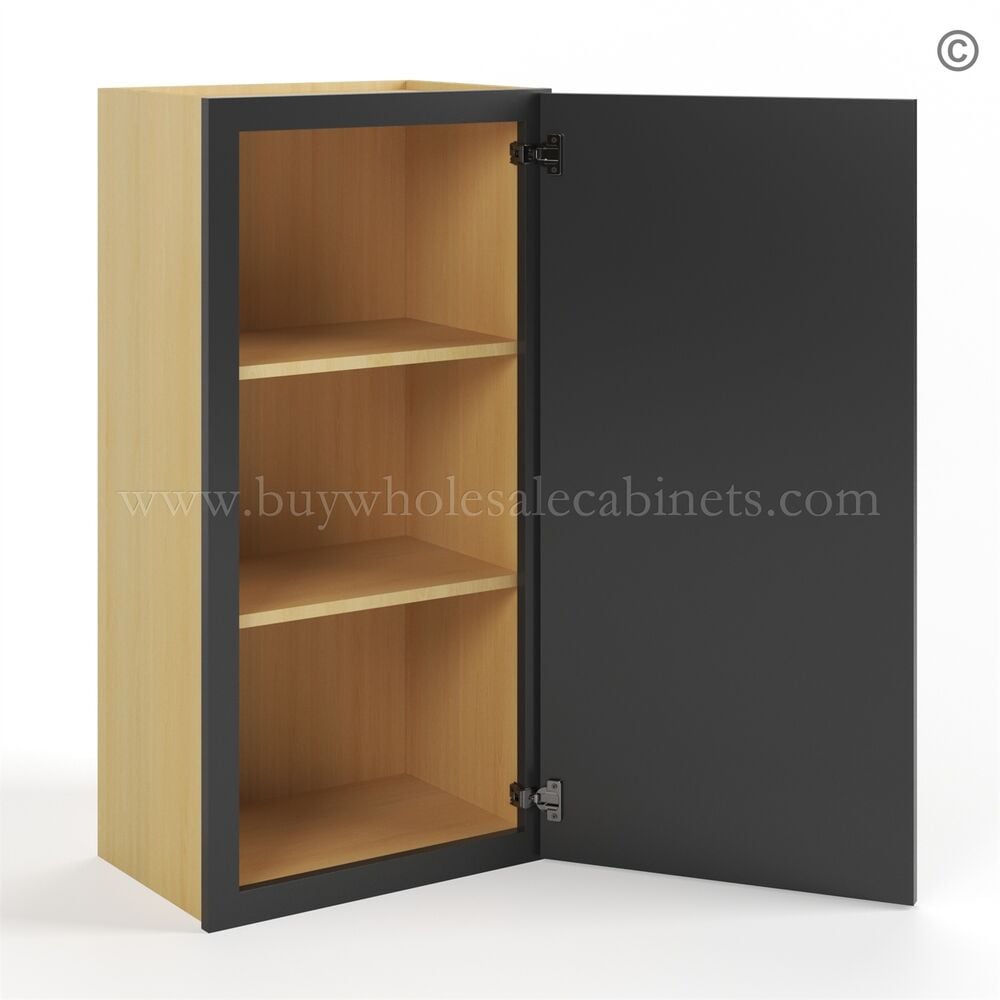 Slim Black Shaker 36″H Single Door Wall Cabinet