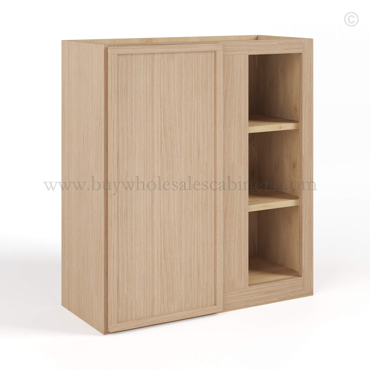 Slim Oak Shaker Blind Corner Wall Cabinet