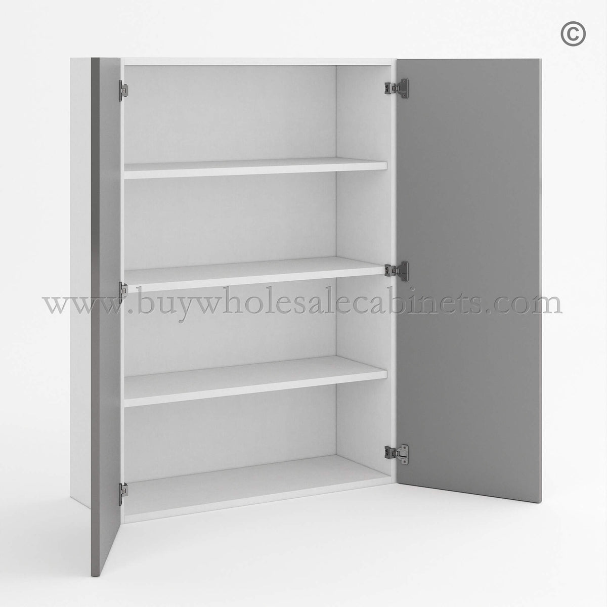 Frameless Gloss Gray 42″H Double Door Wall Cabinet