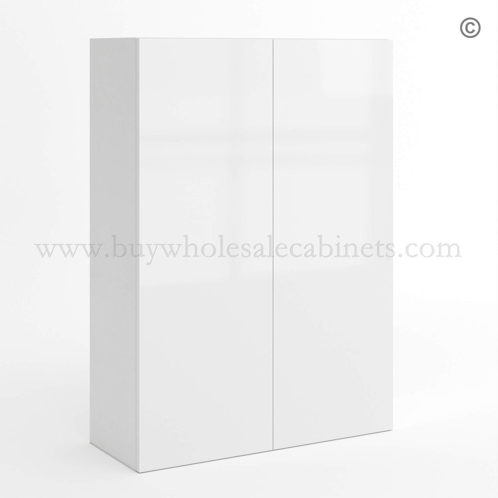 Frameless Gloss White 42″H Double Door Wall Cabinet