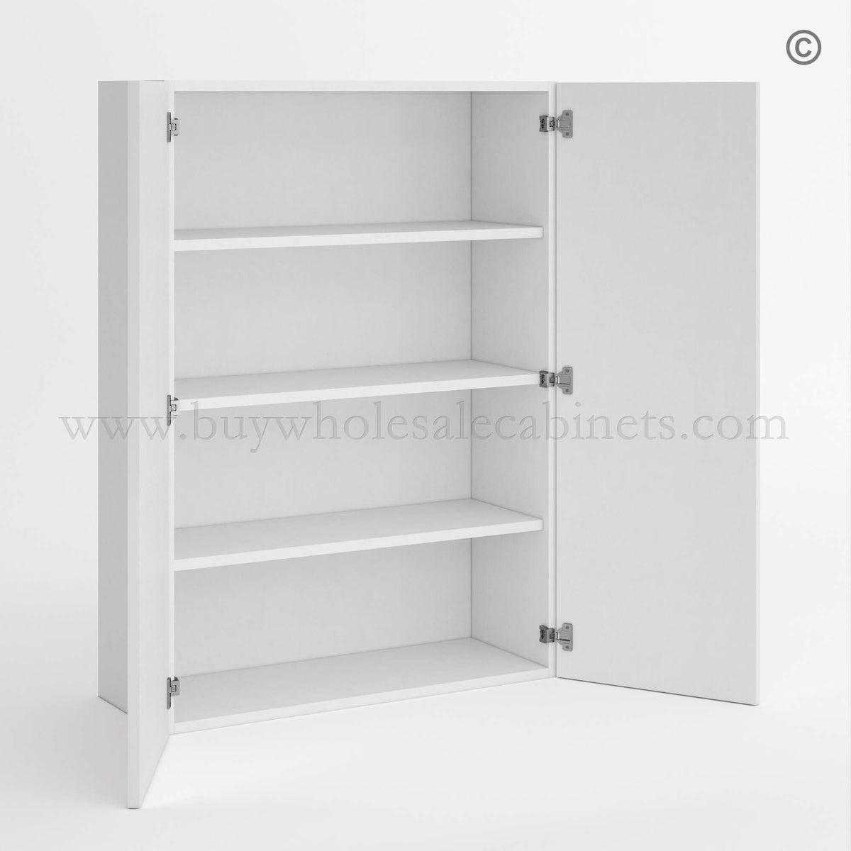 Frameless Gloss White 42″H Double Door Wall Cabinet