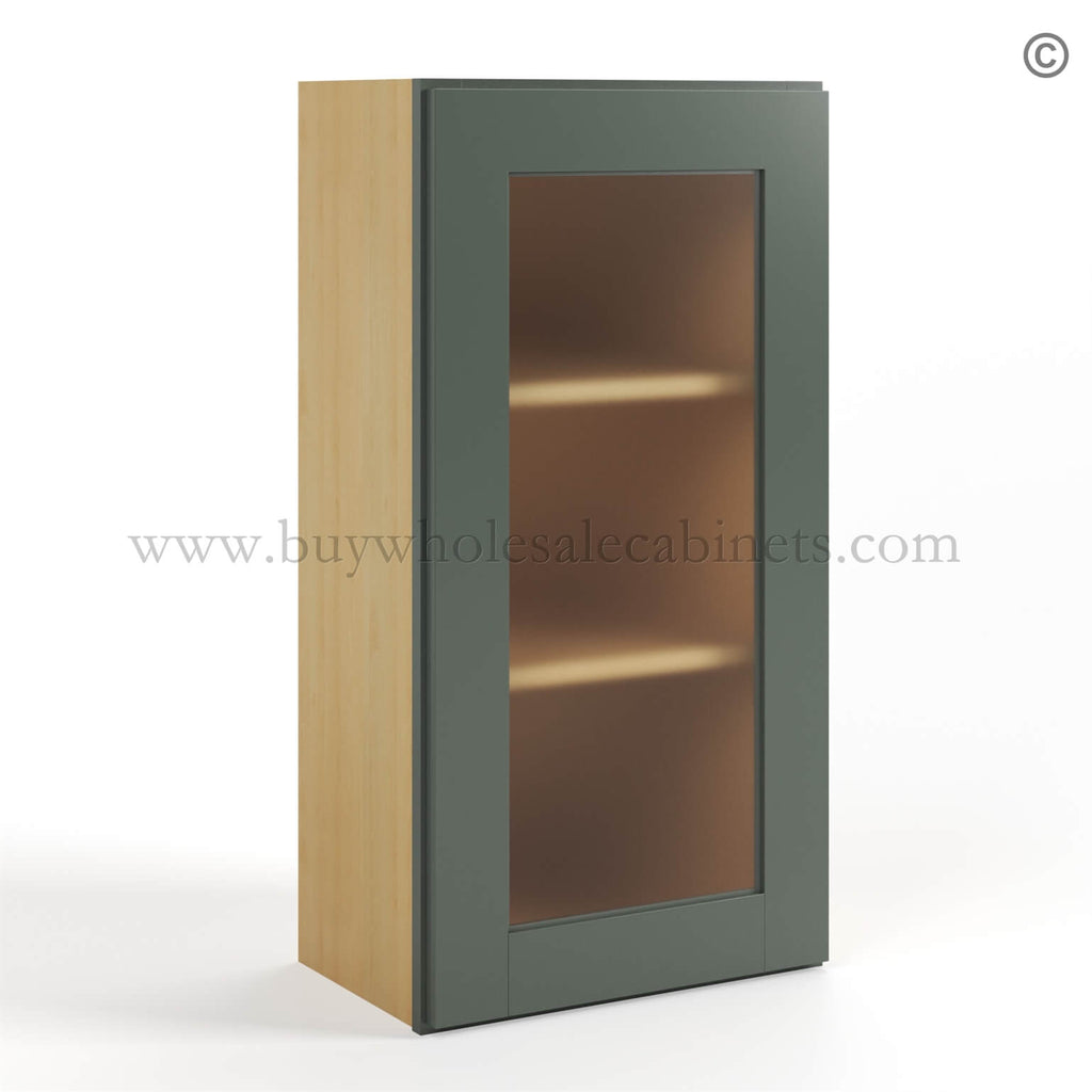 Green Shaker 36″ H Single Door Wall Cabinet with Glass Door