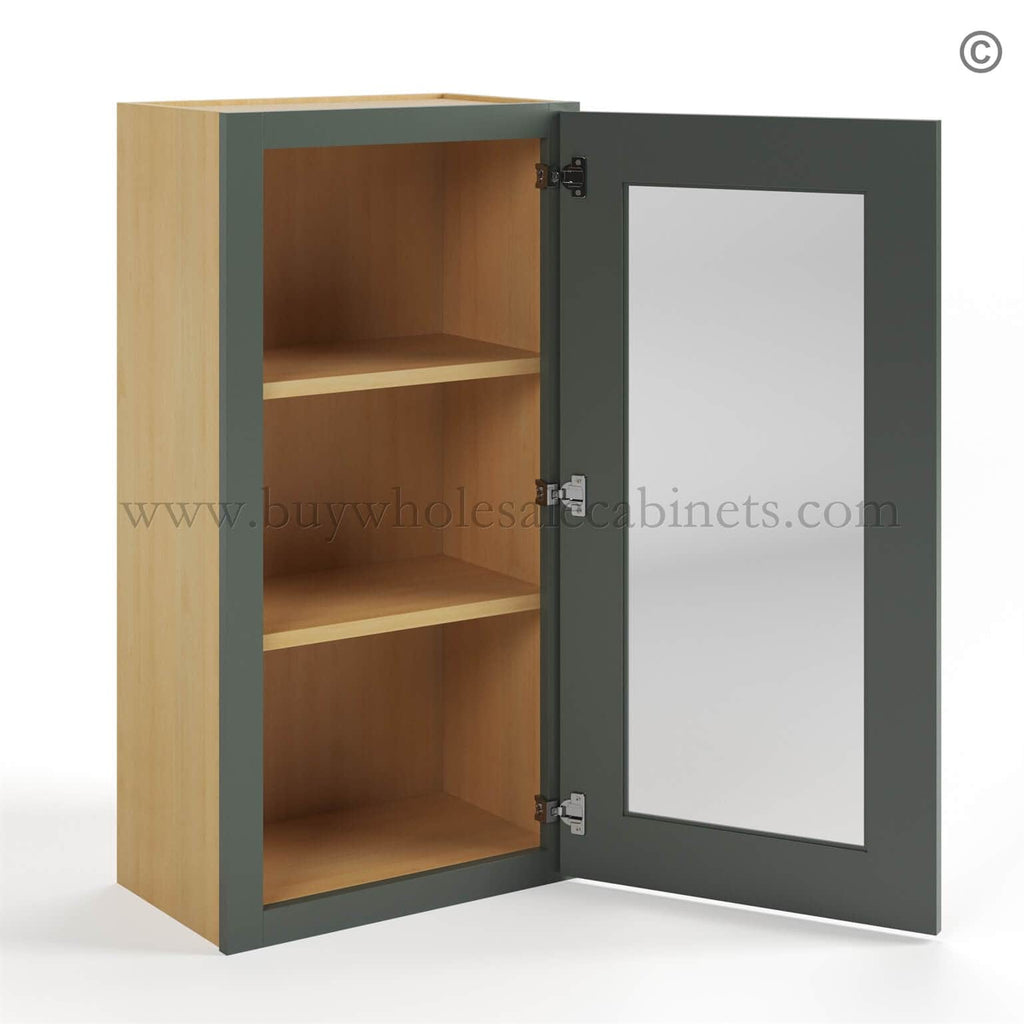 Green Shaker 36″ H Single Door Wall Cabinet with Glass Door