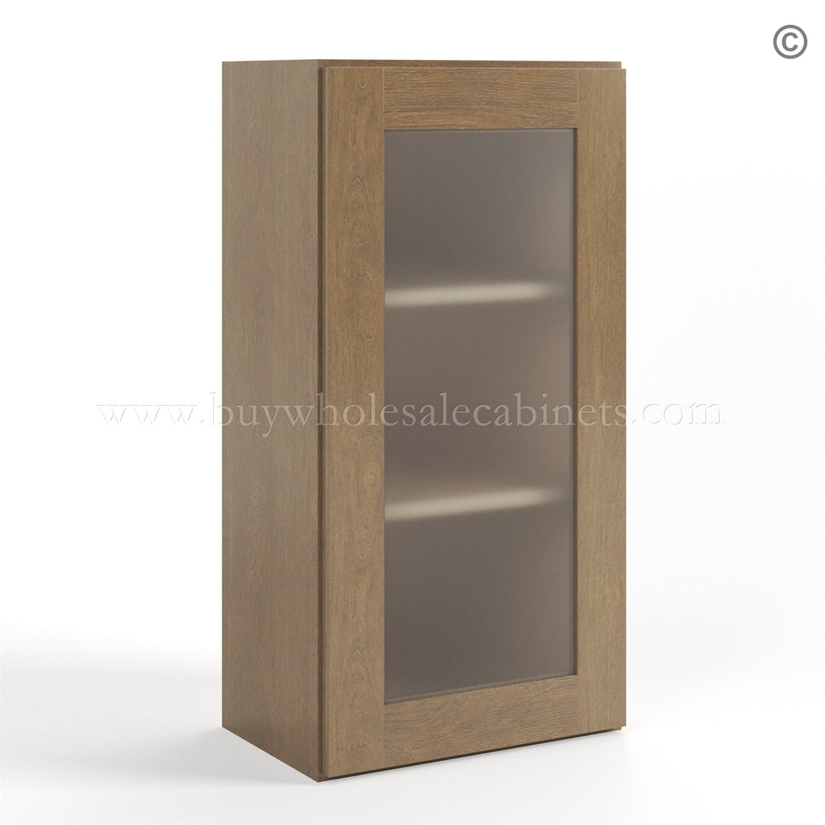 Rustic Wood Shaker 36″ H Single Door Wall Cabinet with Glass Door