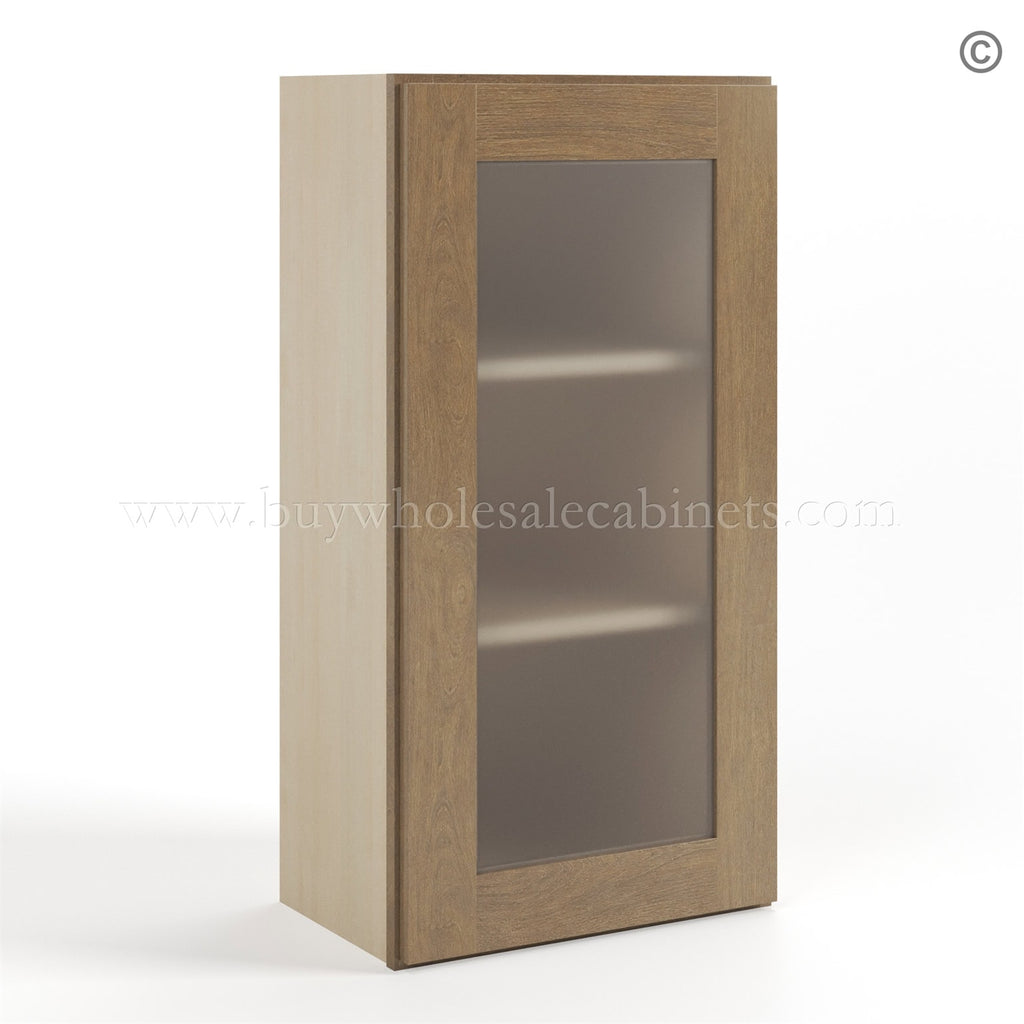 Rustic Wood Shaker 36″ H Single Door Wall Cabinet with Glass Door