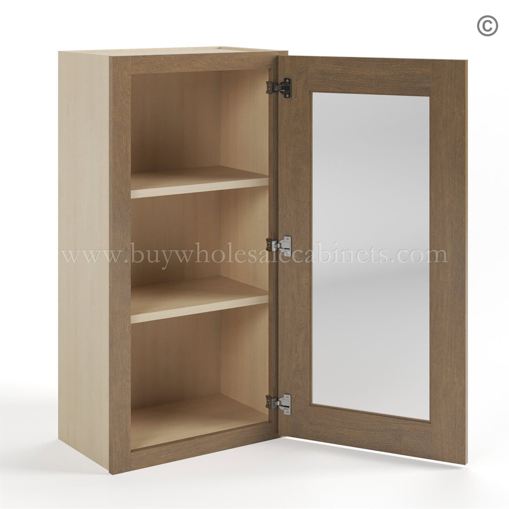 Rustic Wood Shaker 36″ H Single Door Wall Cabinet with Glass Door
