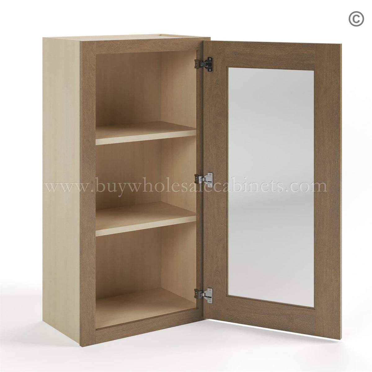 Rustic Wood Shaker 36″ H Single Door Wall Cabinet with Glass Door