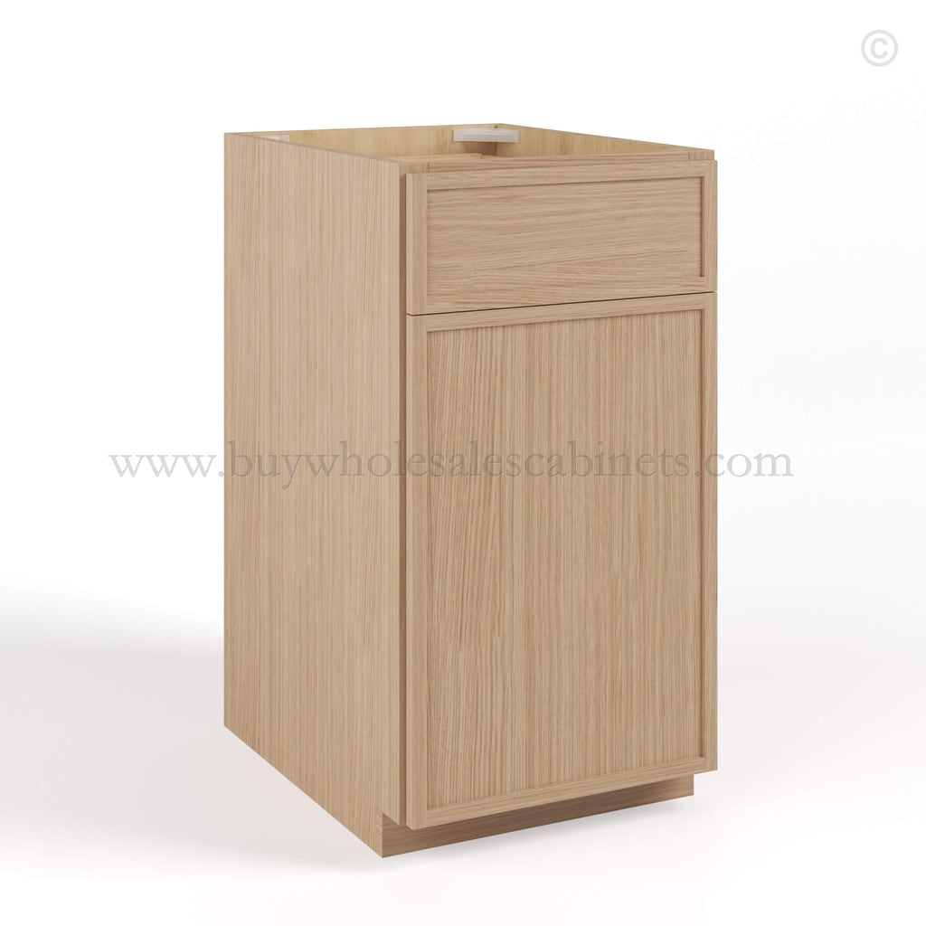 Slim Oak Shaker Base Cabinet Single Door and Drawer
