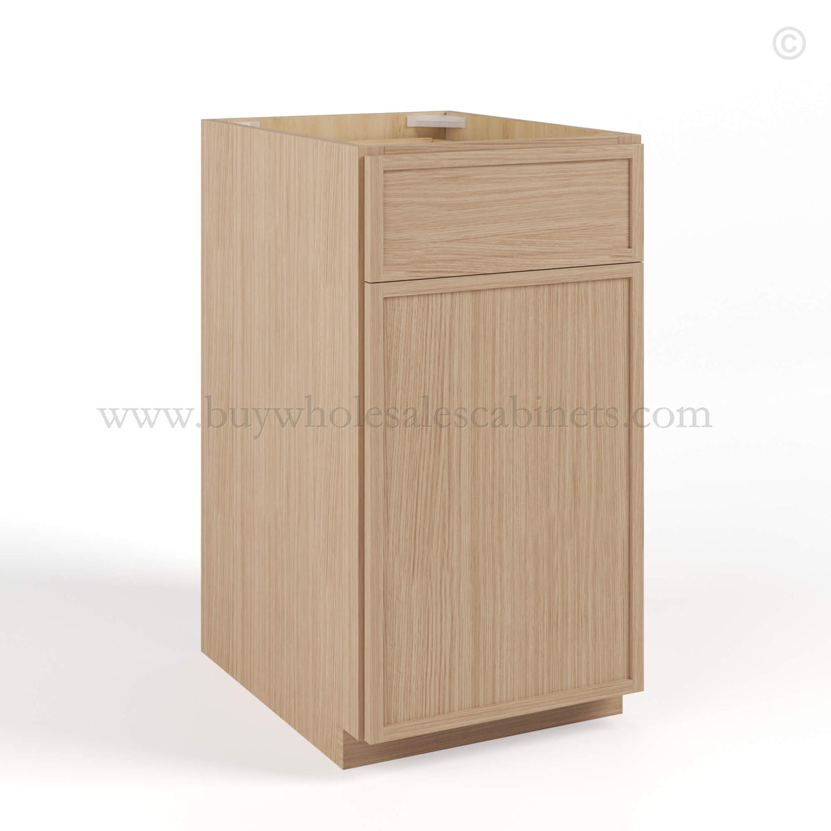 Slim Oak Shaker Base Cabinet Single Door and Drawer