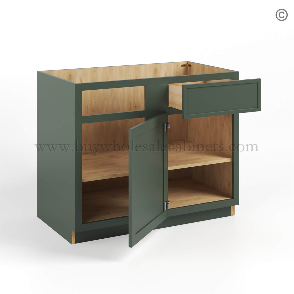 Slim Shaker Green Base Blind Corner Cabinet