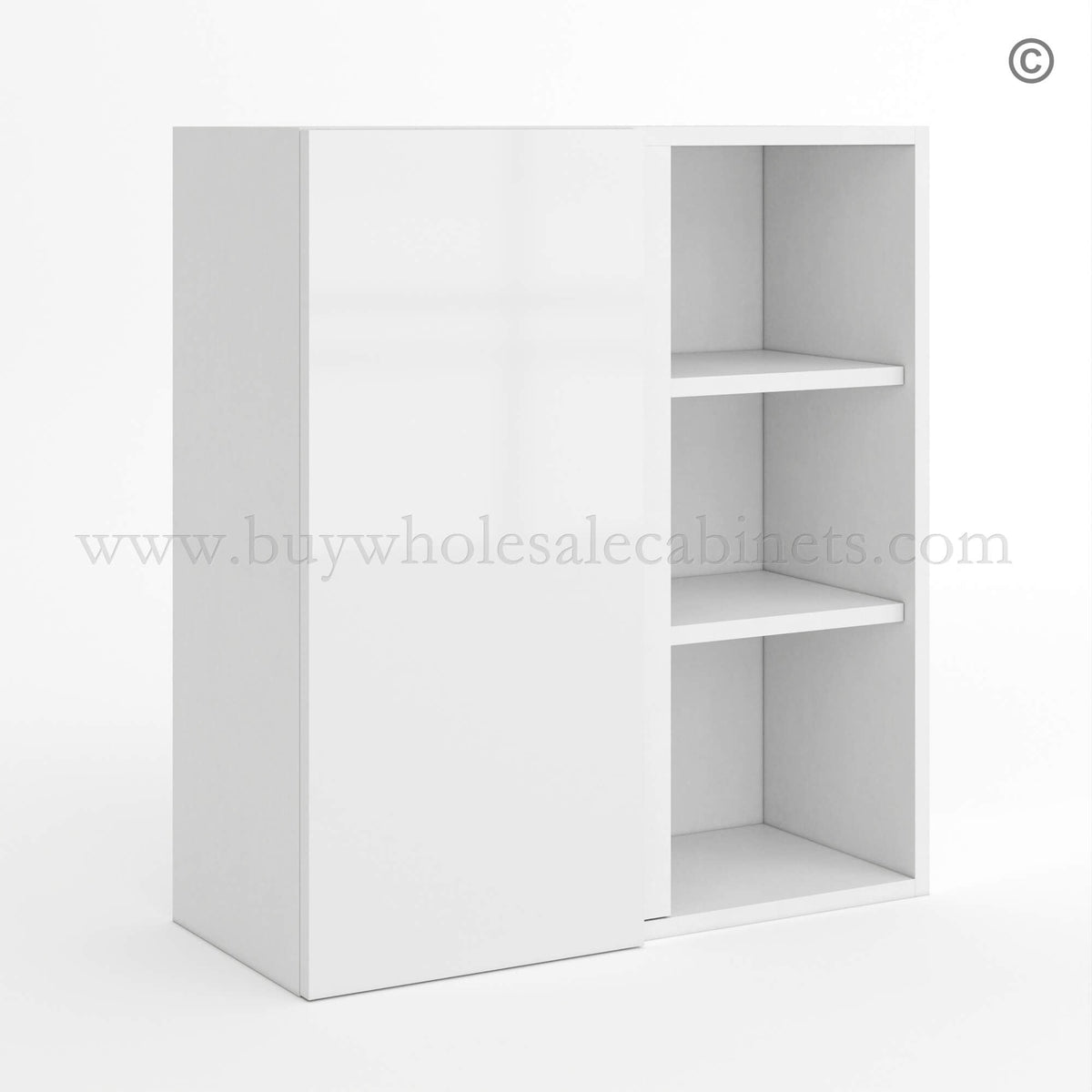Frameless Gloss White Blind Corner Wall Cabinet
