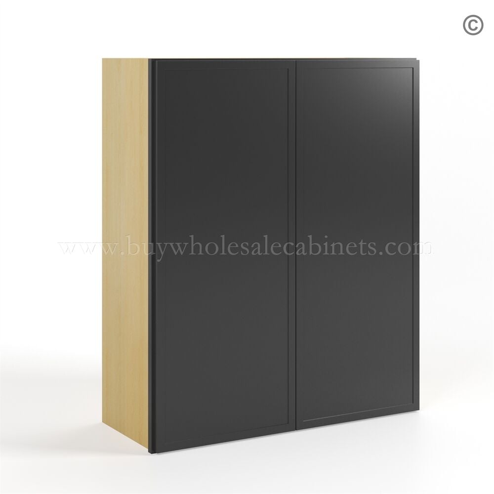 Slim Black Shaker 36″H Double Door Wall Cabinet