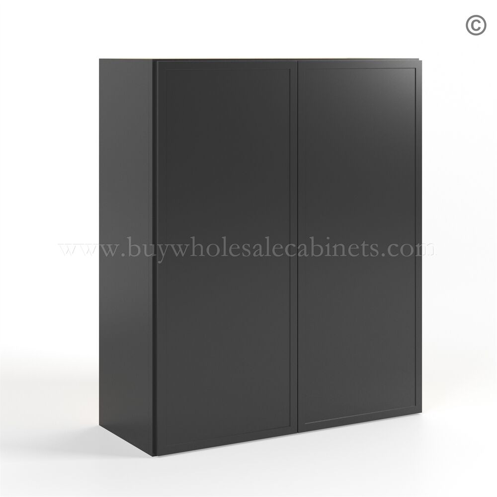 Slim Black Shaker 36″H Double Door Wall Cabinet