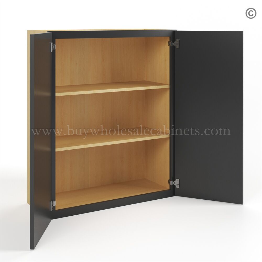 Slim Black Shaker 36″H Double Door Wall Cabinet