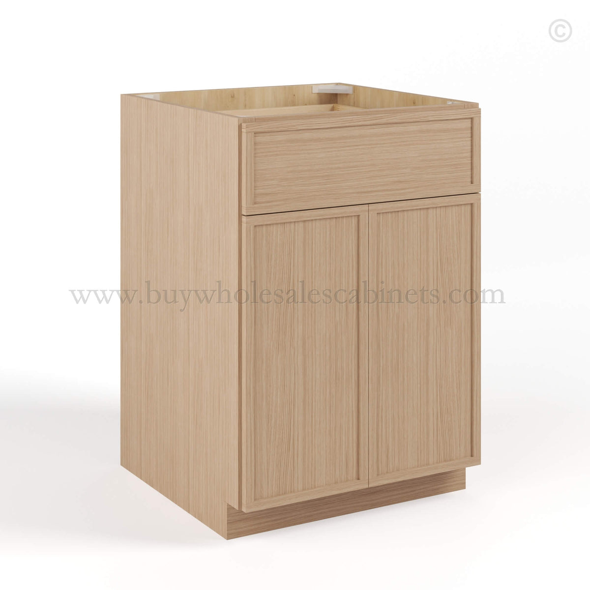 Slim Oak Shaker Base Cabinet Double Door and Single Drawer