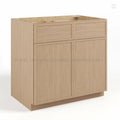 Slim Oak Shaker Base Cabinet Double Doors and Drawers