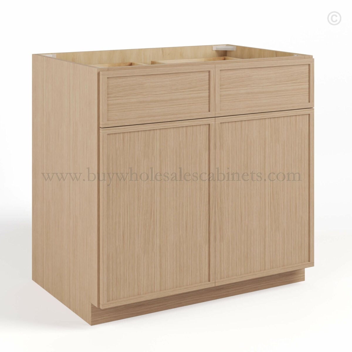 Slim Oak Shaker Base Cabinet Double Doors and Drawers