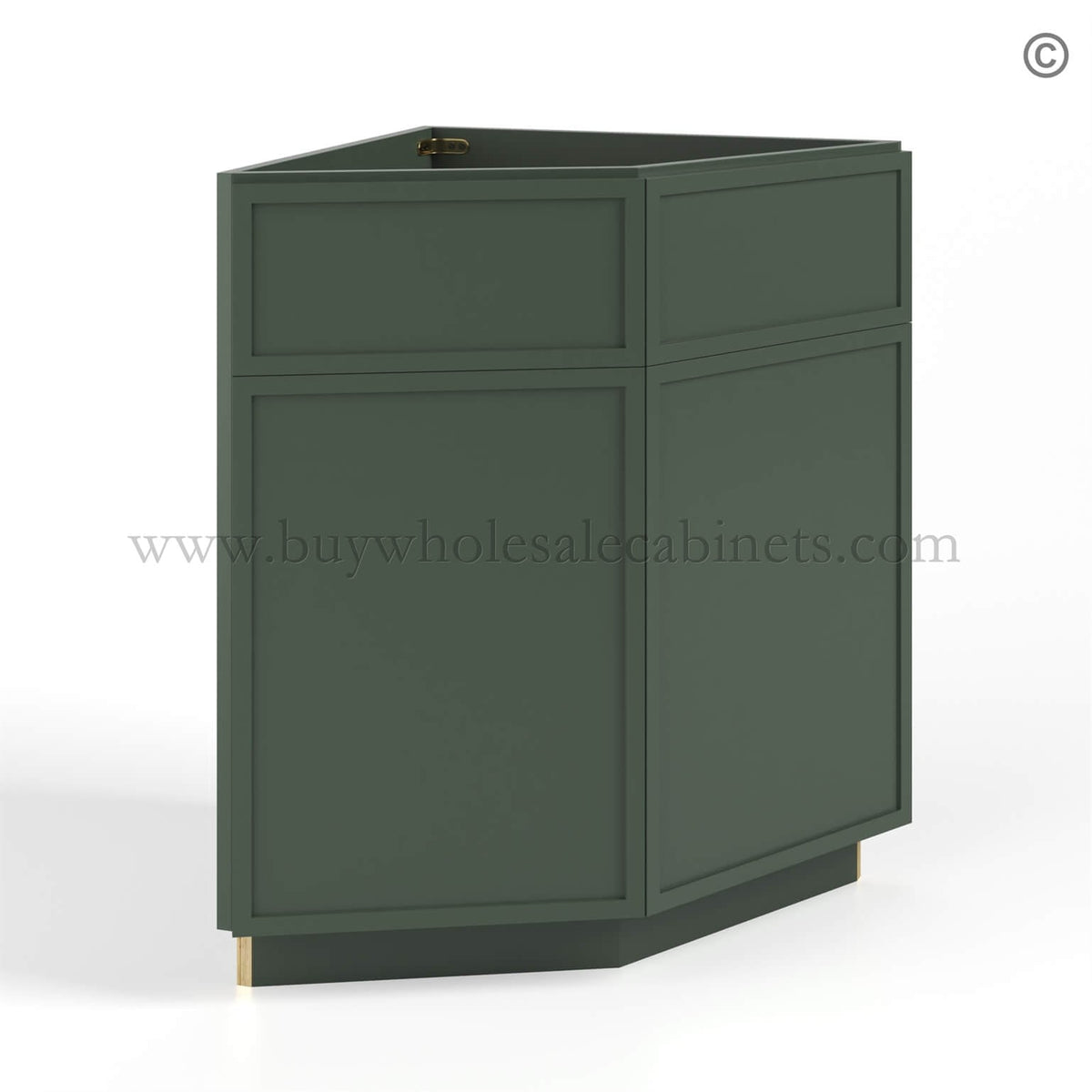Slim Shaker Green Base End Corner Cabinet