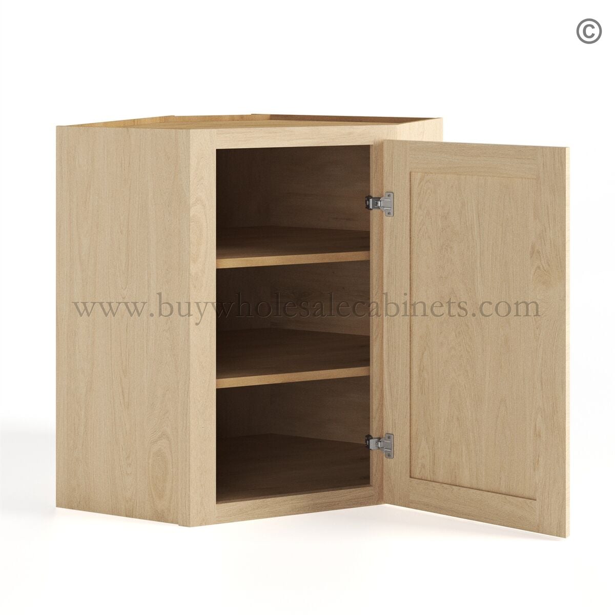 Unfinished Shaker Wall Diagonal Corner Cabinet