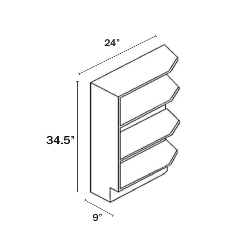 Slim Shaker Green Base End Shelf Cabinet