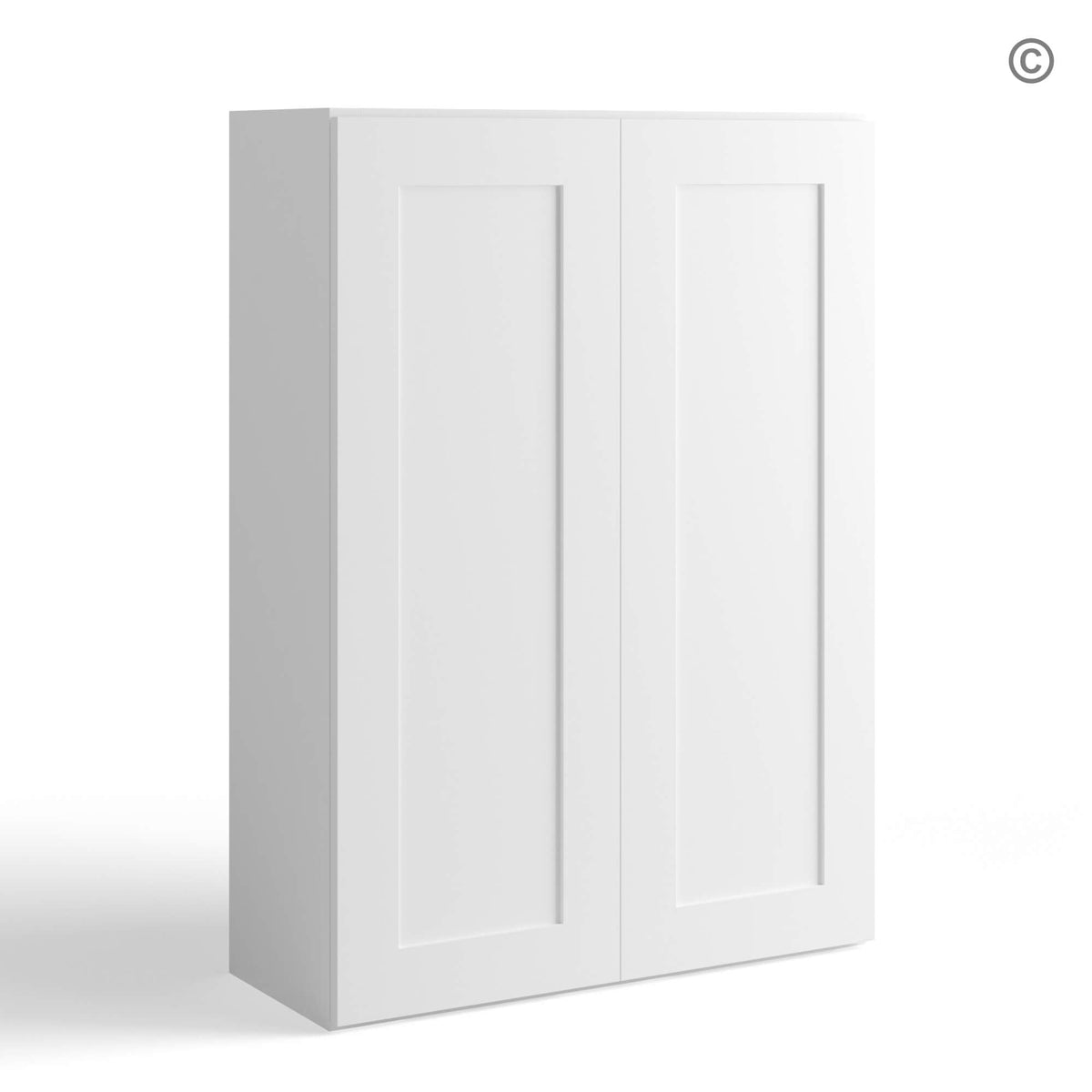 White Shaker 42″ H Double Door Wall Cabinet