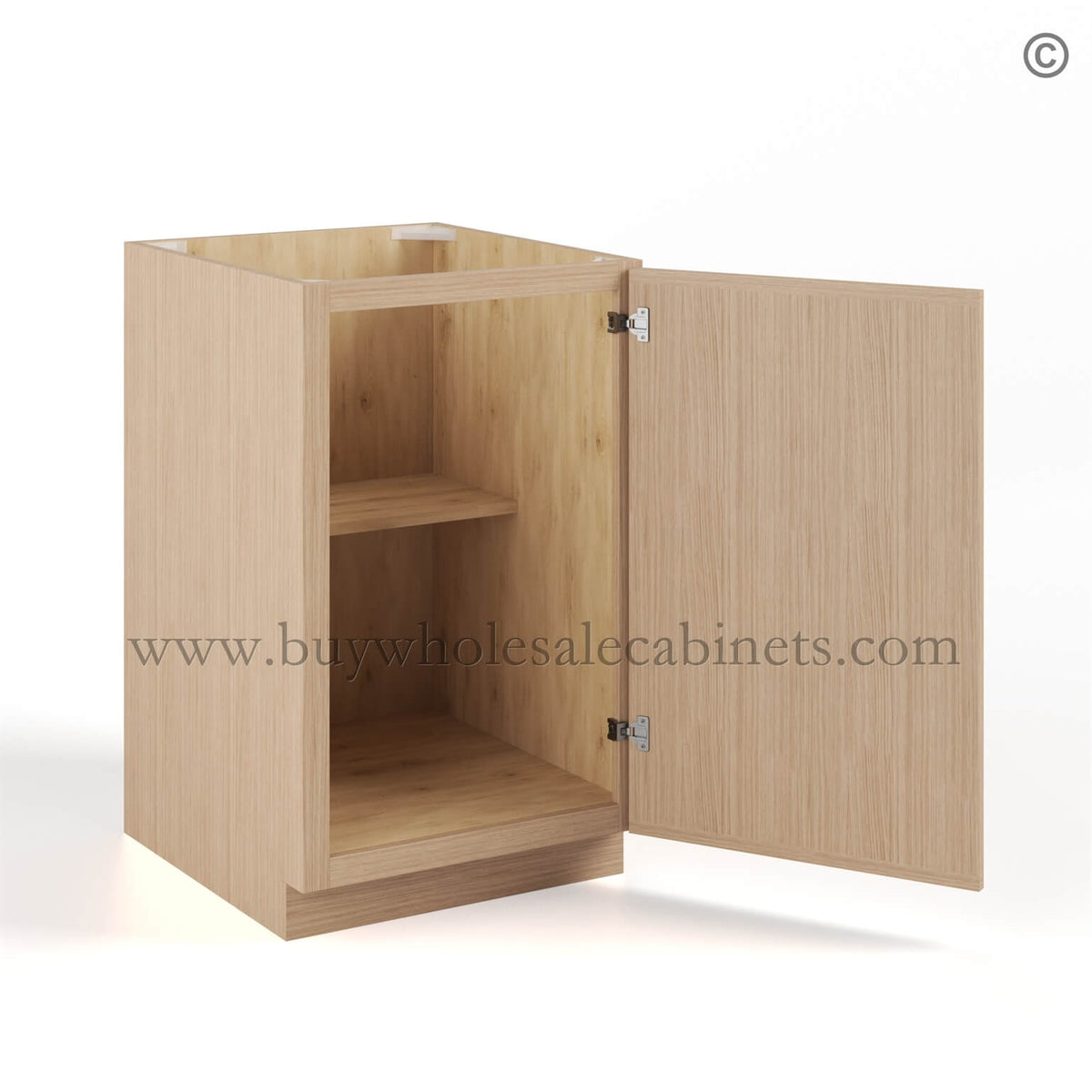 Slim Oak Shaker Base Cabinet Single Door Full Height