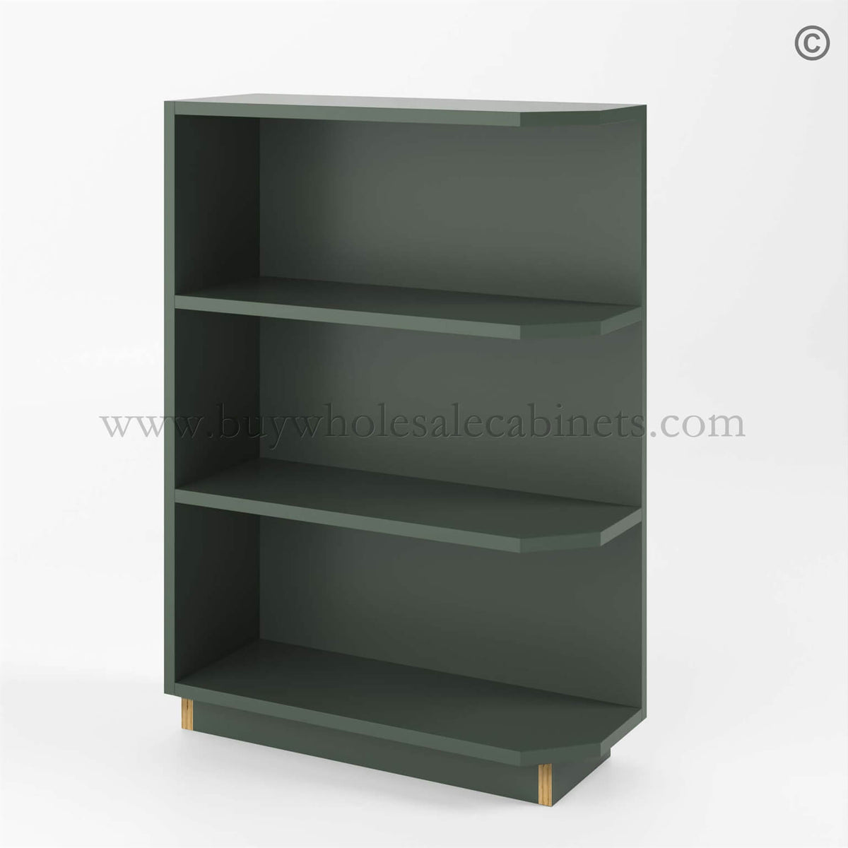 Slim Shaker Green Base End Shelf Cabinet