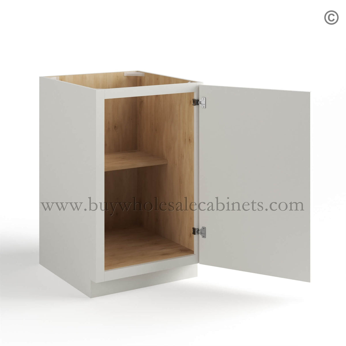 Dove White Slim Shaker Base Cabinet Single Door Full Height