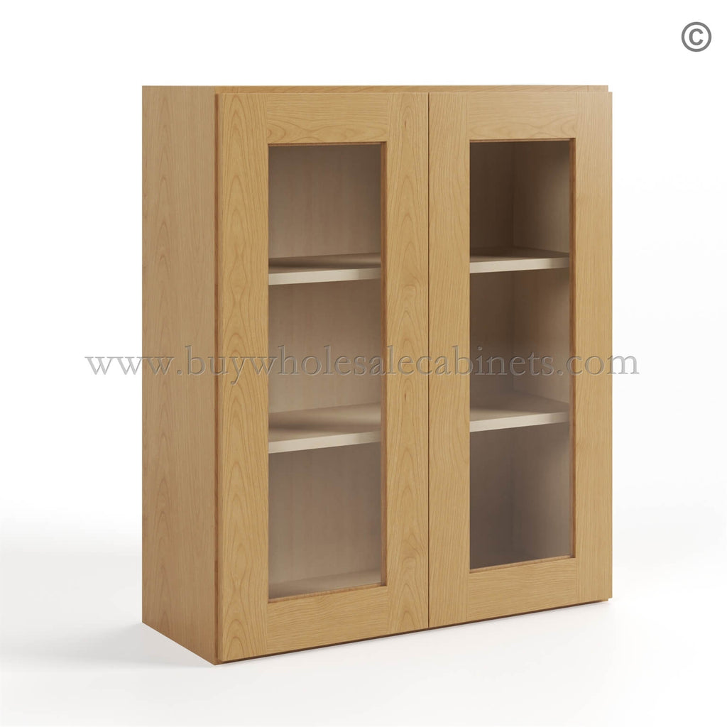 Treasure Chest Shaker 36″ H Double Door Wall Cabinet with Glass Doors