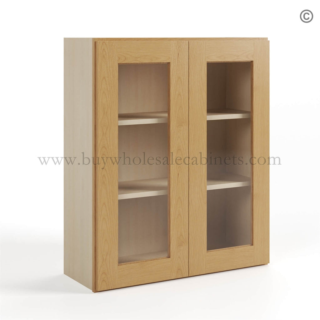 Treasure Chest Shaker 36″ H Double Door Wall Cabinet with Glass Doors