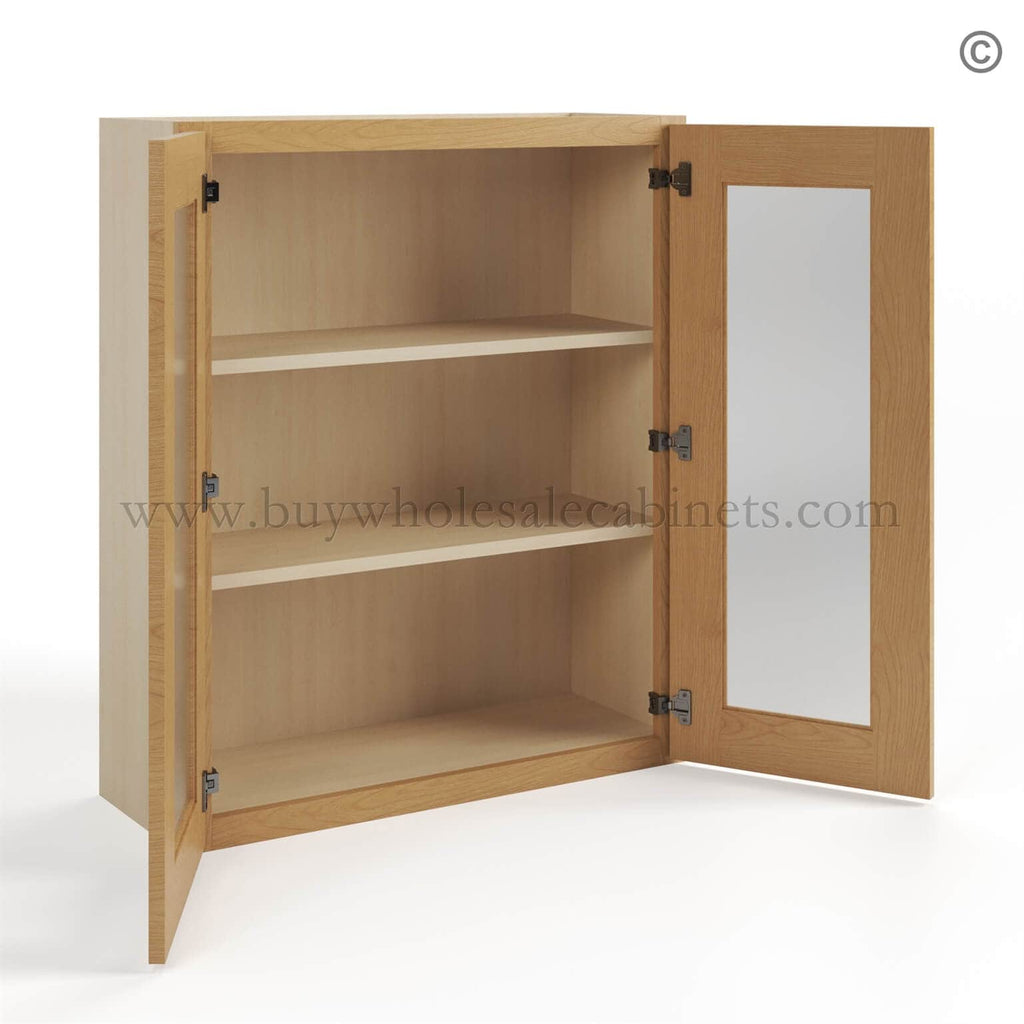 Treasure Chest Shaker 36″ H Double Door Wall Cabinet with Glass Doors
